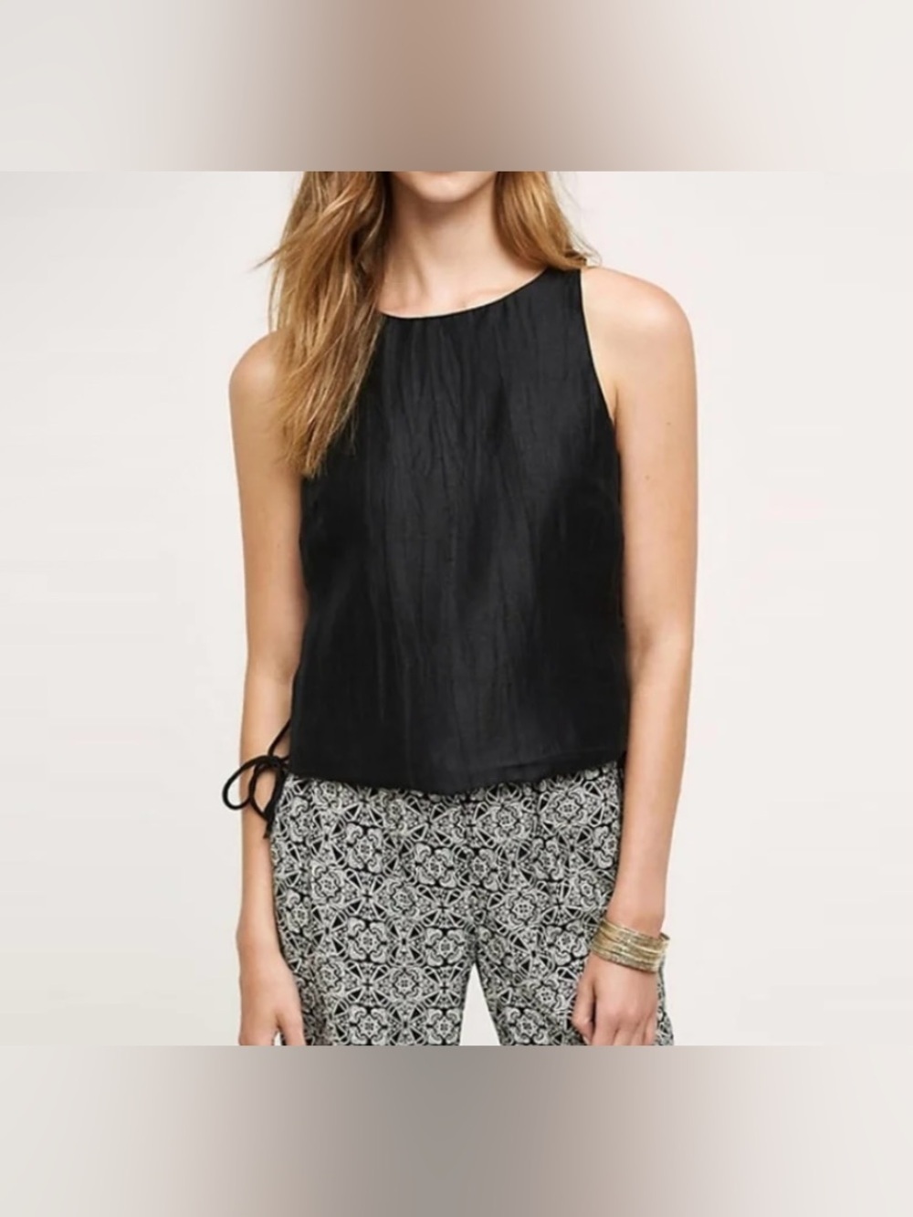 HD in Paris by Anthropologie Black Blouse with Tie Side Detail - Size 10 NWT